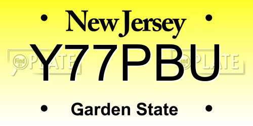 Y77PBU New Jersey License Plate