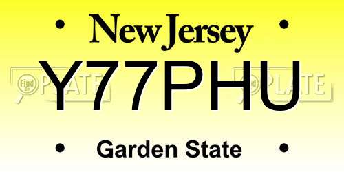 Y77PHU New Jersey License Plate