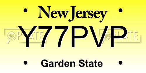 Y77PVP New Jersey License Plate