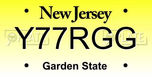 Y77RGG New Jersey License Plate