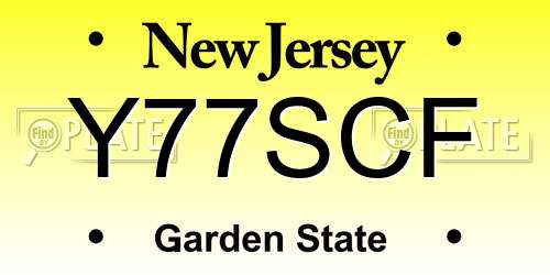 Y77SCF New Jersey License Plate