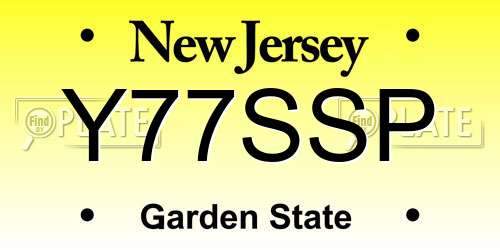Y77SSP New Jersey License Plate
