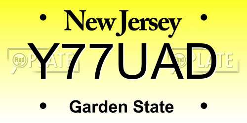Y77UAD New Jersey License Plate