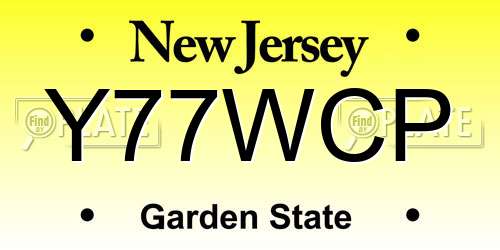 Y77WCP New Jersey License Plate