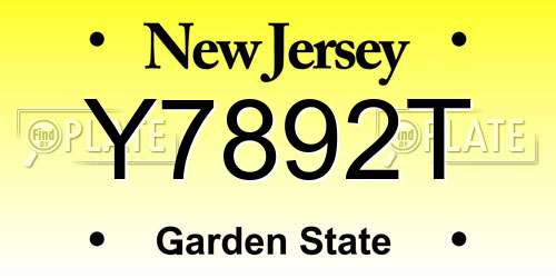 Y7892T New Jersey License Plate