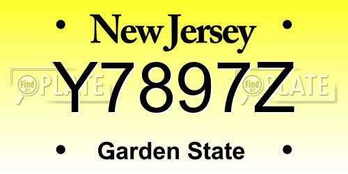 Y7897Z New Jersey License Plate