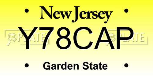 Y78CAP New Jersey License Plate