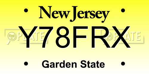 Y78FRX New Jersey License Plate