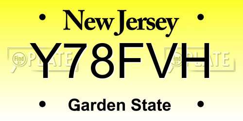 Y78FVH New Jersey License Plate