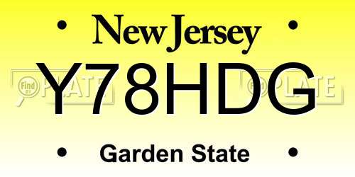 Y78HDG New Jersey License Plate