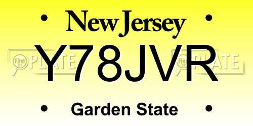 Y78JVR New Jersey License Plate