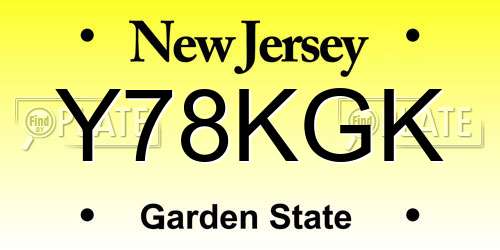 Y78KGK New Jersey License Plate