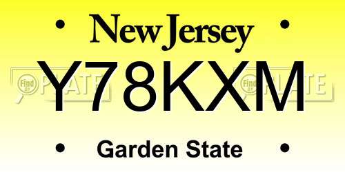 Y78KXM New Jersey License Plate