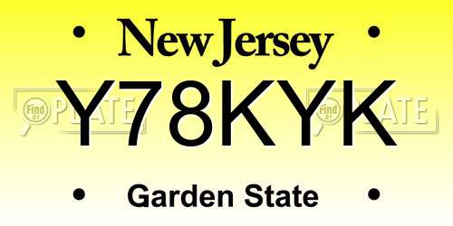 Y78KYK New Jersey License Plate