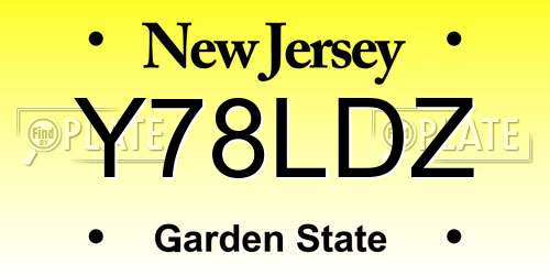 Y78LDZ New Jersey License Plate