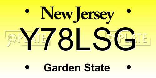 Y78LSG New Jersey License Plate