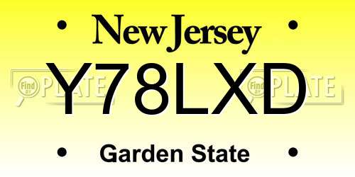 Y78LXD New Jersey License Plate