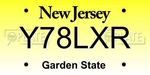 Y78LXR New Jersey License Plate