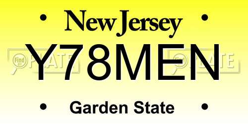 Y78MEN New Jersey License Plate