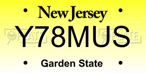 Y78MUS New Jersey License Plate
