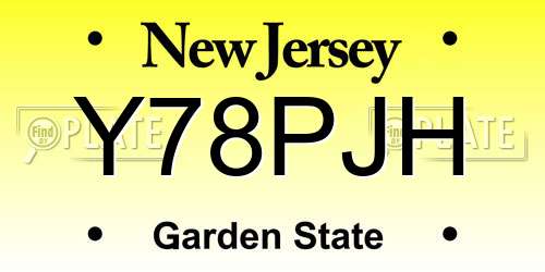 Y78PJH New Jersey License Plate