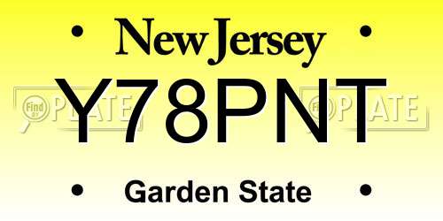 Y78PNT New Jersey License Plate