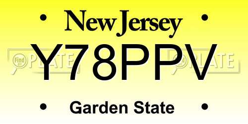 Y78PPV New Jersey License Plate
