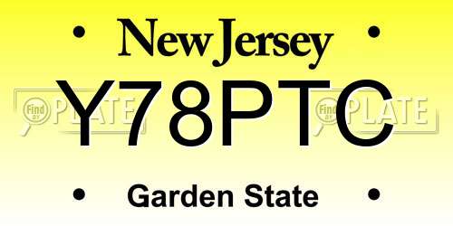 Y78PTC New Jersey License Plate