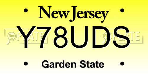 Y78UDS New Jersey License Plate