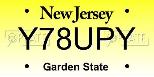 Y78UPY New Jersey License Plate