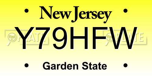 Y79HFW New Jersey License Plate