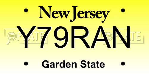 Y79RAN New Jersey License Plate