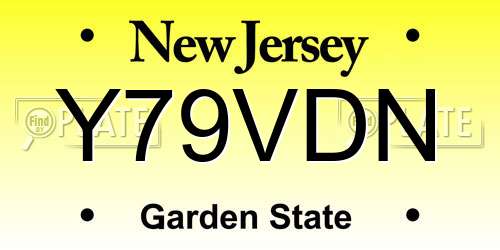 Y79VDN New Jersey License Plate