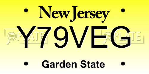 Y79VEG New Jersey License Plate