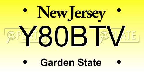 Y80BTV New Jersey License Plate