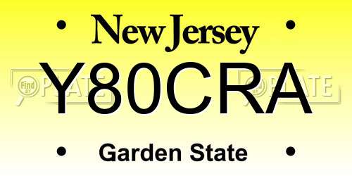 Y80CRA New Jersey License Plate