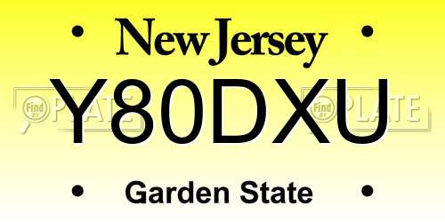 Y80DXU New Jersey License Plate