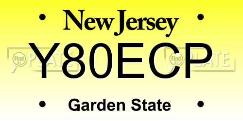 Y80ECP New Jersey License Plate