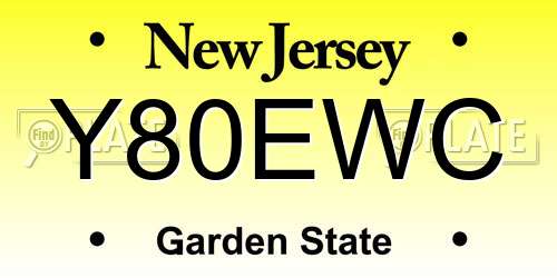 Y80EWC New Jersey License Plate