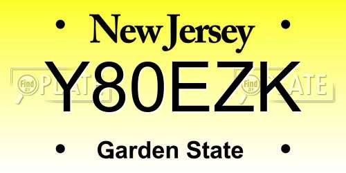 Y80EZK New Jersey License Plate