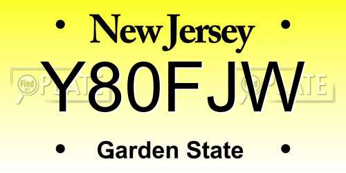 Y80FJW New Jersey License Plate