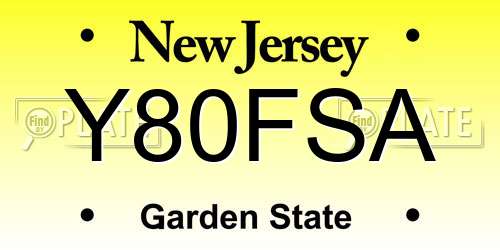 Y80FSA New Jersey License Plate