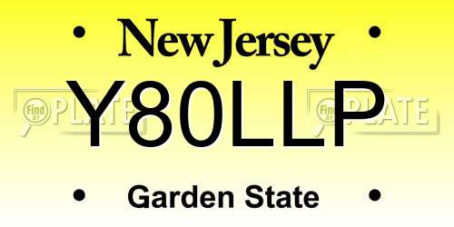 Y80LLP New Jersey License Plate