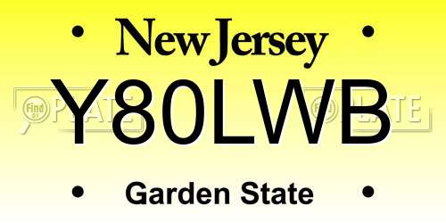 Y80LWB New Jersey License Plate
