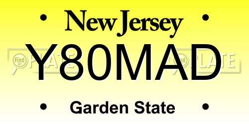 Y80MAD New Jersey License Plate