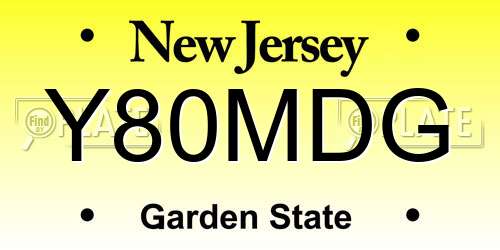 Y80MDG New Jersey License Plate