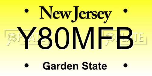 Y80MFB New Jersey License Plate