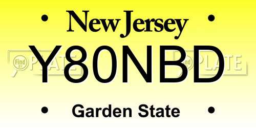 Y80NBD New Jersey License Plate