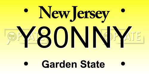 Y80NNY New Jersey License Plate