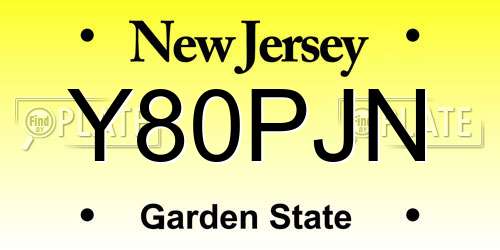 Y80PJN New Jersey License Plate